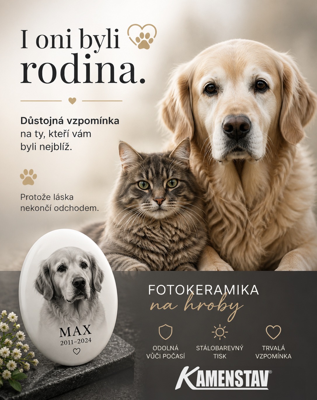 Pietní fotografie zvířat KAMENSTAV Pietní fotografie zvířat KAMENSTAV