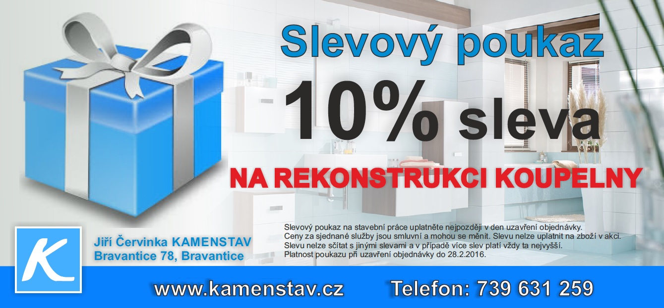 Získejte 10% slevu na rekonstrukci koupelny.